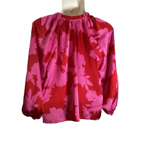 Sugarlips Plus Size Pink and Red Puff Sleeve Blouse 2X - Picture 4 of 8